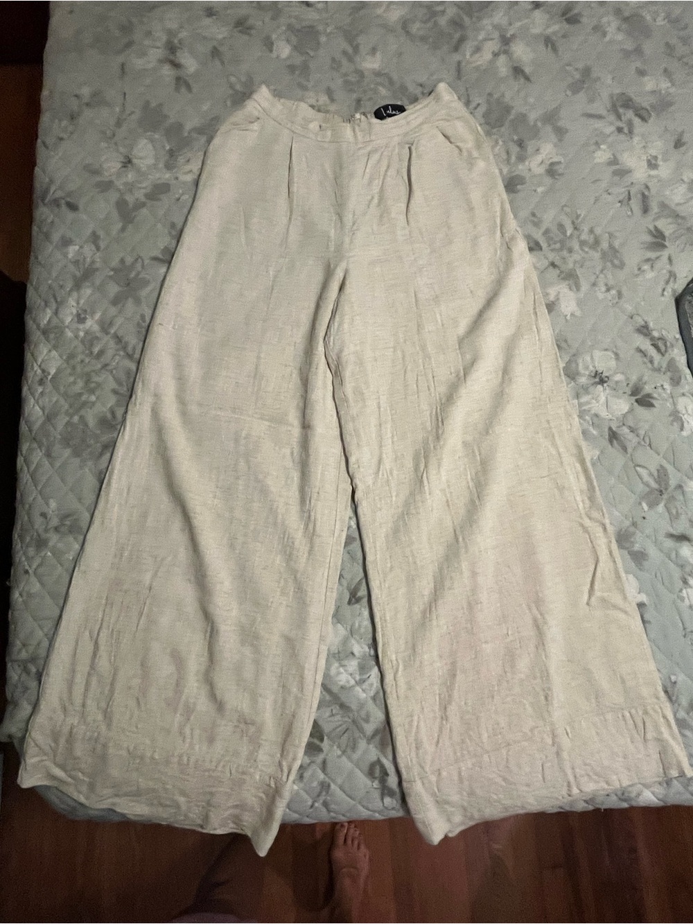 Women’s Wide-Leg Linen Blend Pants - light tan-Lulu’s-small